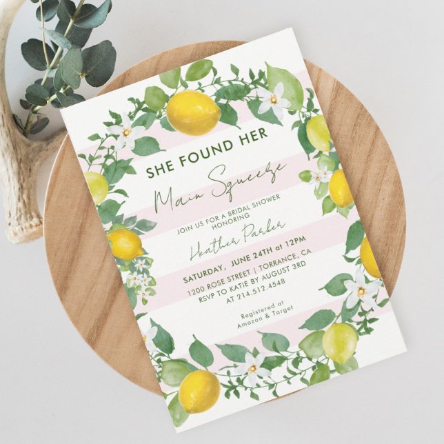 She Found Her Min Squeeze Citrus Bridal Shower Invitation (Creator Uploaded)