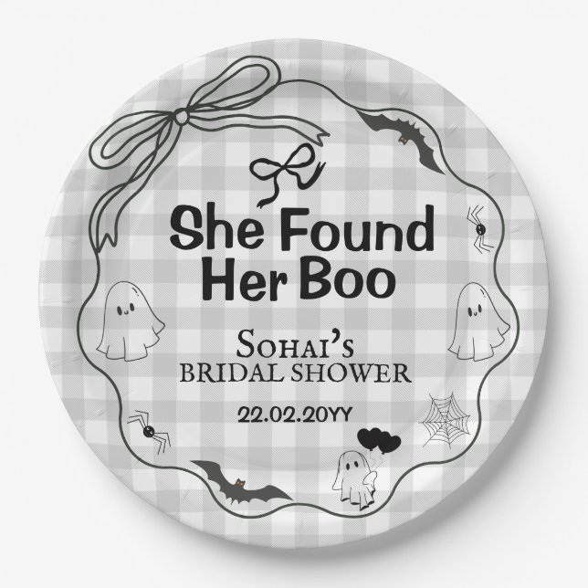 She Found Her Perfect Boo Bridal Shower Party Paper Plate (Front)
