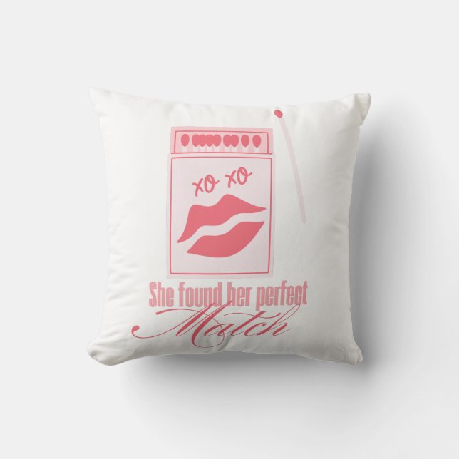 "She found her Perfect Match" Bachelorette Bride Cushion (Front)