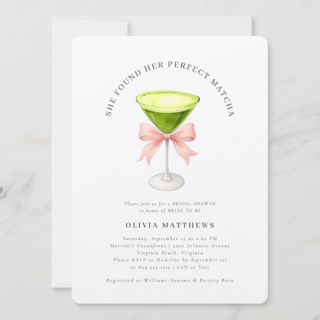 She Found Her Perfect Matcha Bridal Shower Invitation (Front)