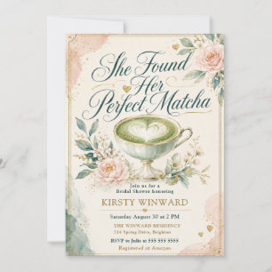She Found Her Perfect Matcha Bridal Shower Invitation