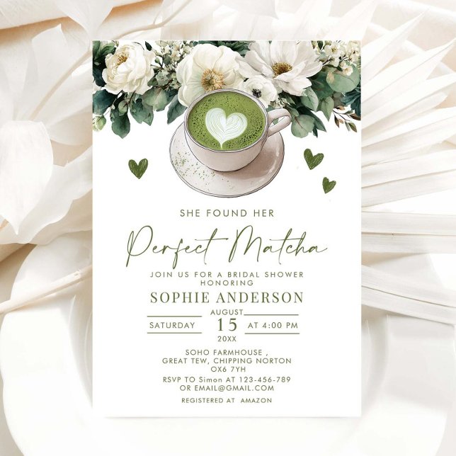 She Found Her Perfect Matcha Bridal Shower  Invitation (Creator Uploaded)