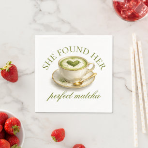She Found Her Perfect Matcha Bridal Shower Napkin
