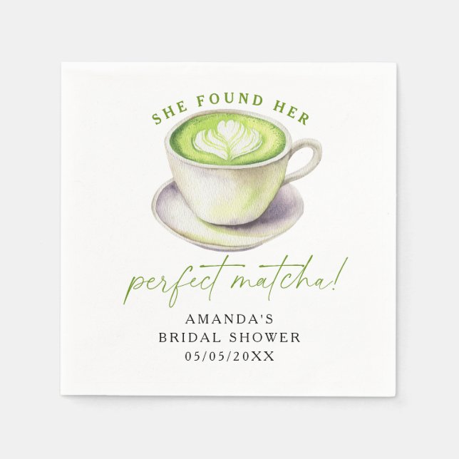 She found her perfect matcha Bridal shower Napkin (Front)