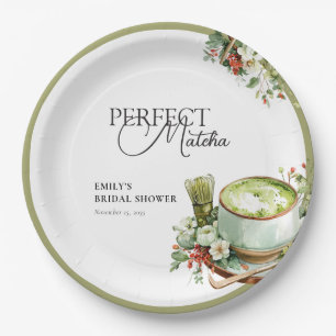 She Found Her Perfect Matcha Bridal Shower Paper Plate