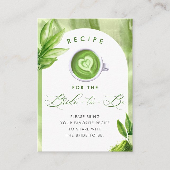 She Found Her Perfect Matcha Bridal Shower Recipe Enclosure Card (Front)