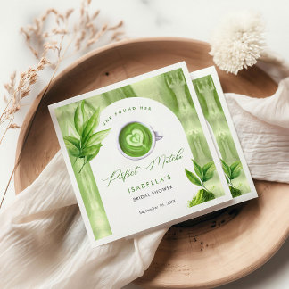 She Found Her Perfect Matcha Elegant Bridal Shower Napkin