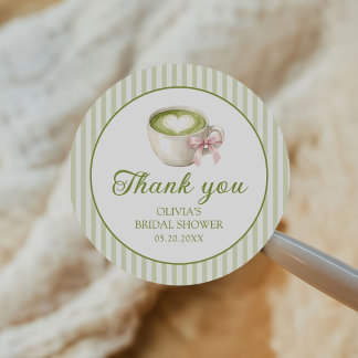 She Found Her Perfect Matcha Green Bridal Shower Classic Round Sticker