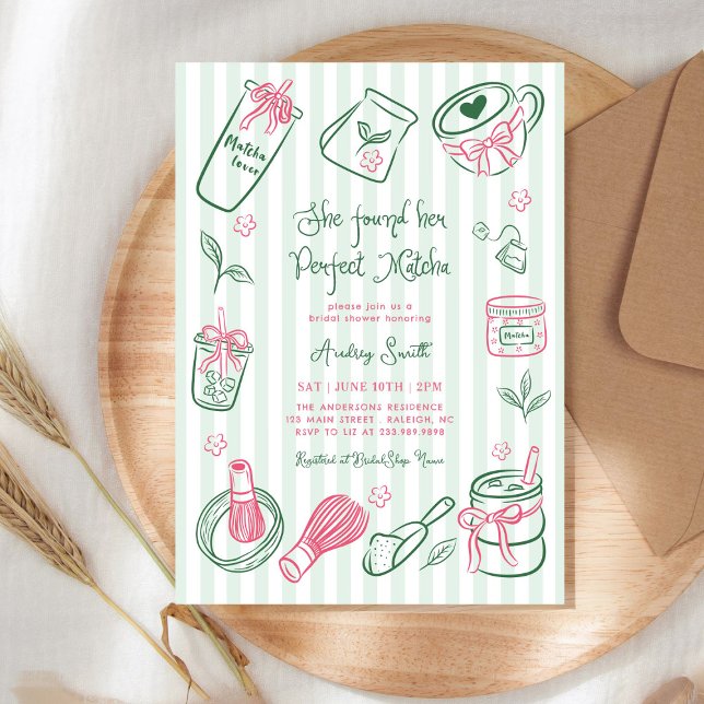 She Found Her Perfect Matcha Green  Bridal Shower Invitation (Creator Uploaded)