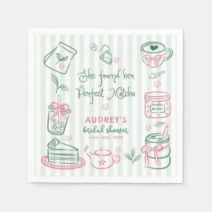 She Found Her Perfect Matcha Green Bridal Shower Napkin