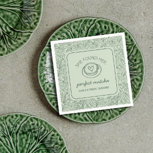  She Found Her Perfect Matcha Green Bridal Shower Napkin