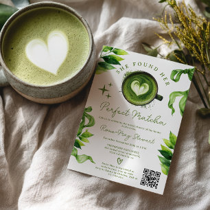 She Found Her Perfect Matcha Green Tea Qr Bridal Invitation