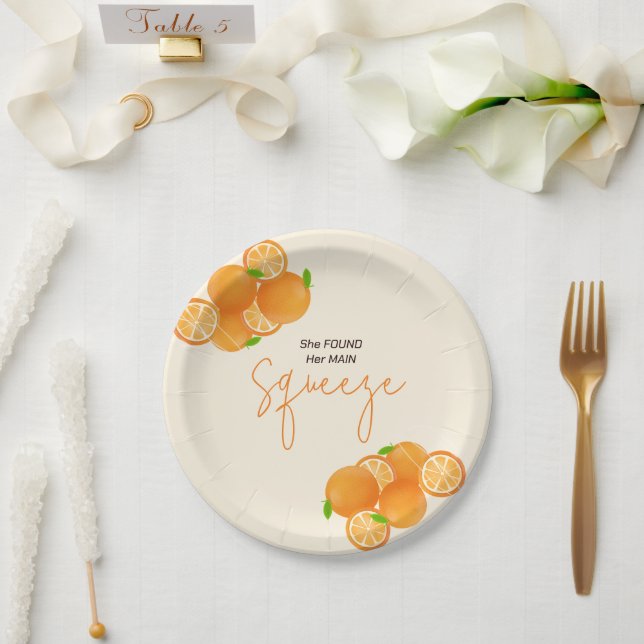 She Found Her Squeeze Bridal Shower Paper Plate (Wedding)