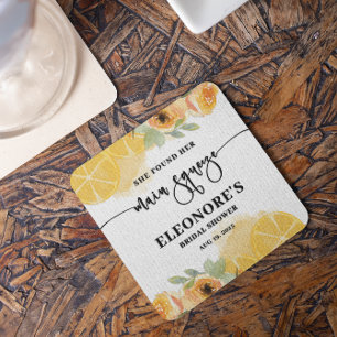 She Found her Squeeze Bridal Shower  Square Paper Coaster