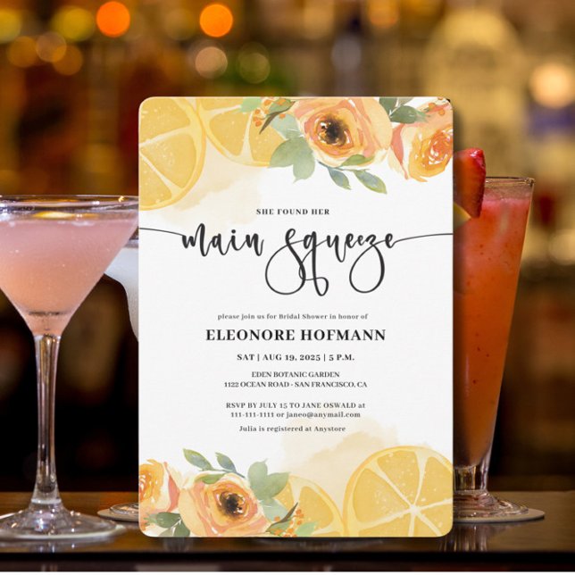 She found Main Squeeze Bridal Shower Invitation (Creator Uploaded)