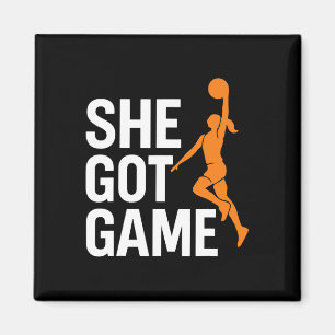 She Got Game Sketll Girl Dunk Empowerment Athletes Magnet