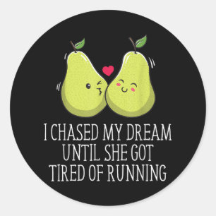 She Got Tired Running Wedding Proposal Groom Engag Classic Round Sticker