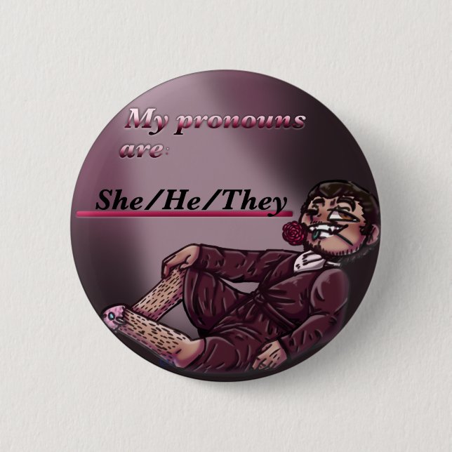 She/He/They Actor! Mark Pronoun Pin (Front)