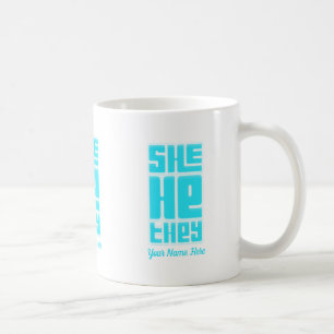 She He They Retro Bold in Turquoise Coffee Mug