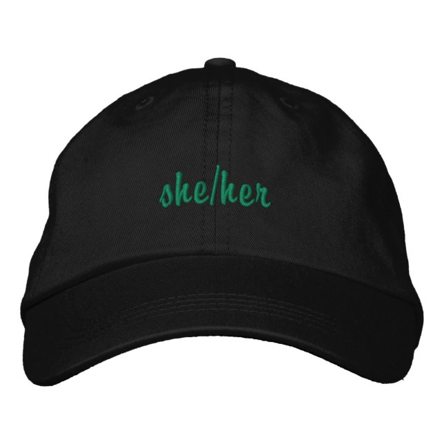 She/Her Gender Pronoun Identity Embroidered Hat (Front)