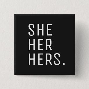 She Her Hers Pronoun 15 Cm Square Badge