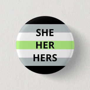 She/Her/Hers Pronouns Agender Badge