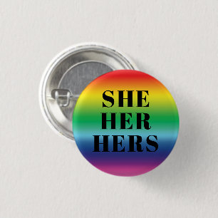 She, Her, Hers Pronouns - Lgbtq pride rainbow 3 Cm Round Badge