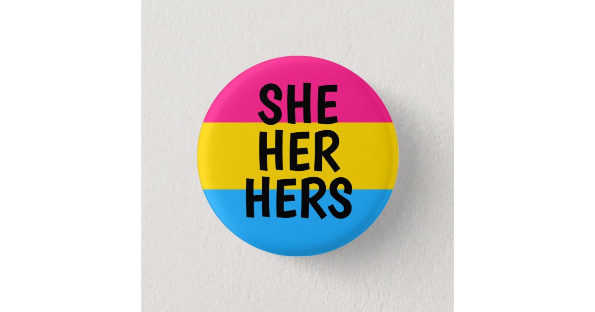 Sheherhers Pronouns Pansexual Pride Flag 3 Cm Round Badge Zazzle 9579