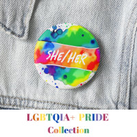 She/Her Pronouns Pride Watercolor Rainbow