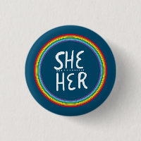 SHE/HER Pronouns Rainbow Handlettered Minimal Butt