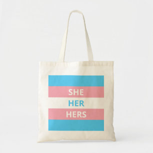 She/Her Pronouns Transgender Flag Budget Tote
