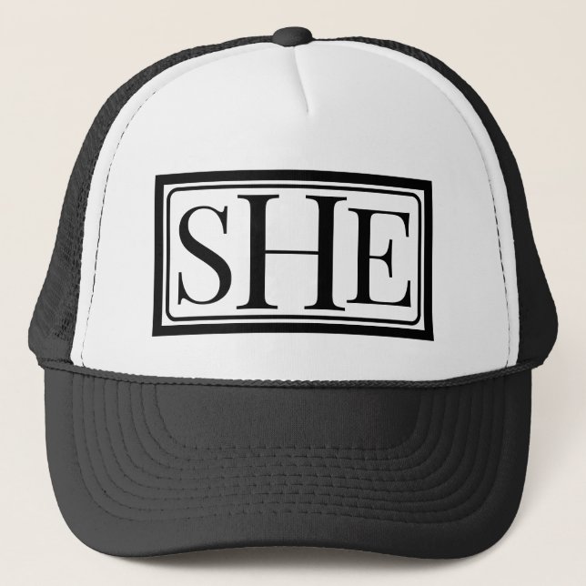 She her pronouns transgender Trucker Hat (Front)