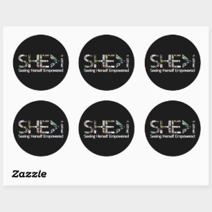 SHE>i Seeing Herself Empowered Classic Round Stick Sticker