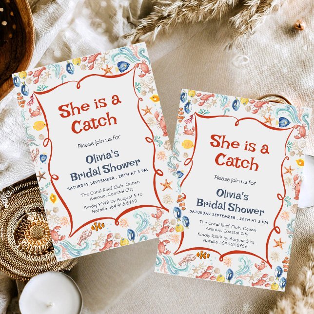She Is a Catch Coastal theme Bridal Shower  Invitation (Creator Uploaded)