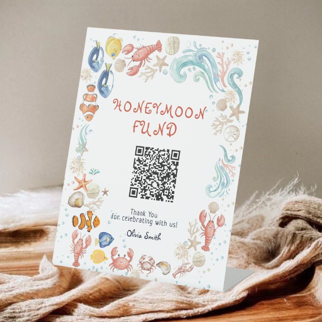 She Is a Catch Honeymoon Fund Bridal Shower Pedestal Sign (Creator Uploaded)