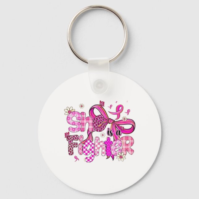 💪🎀 She is a Fighter 💖🌸 Key Ring (Front)