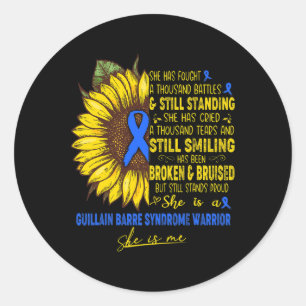 She Is A Guillain Byrre Syndrome Warrior She Is Me Classic Round Sticker