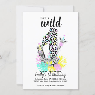 She is a Wild ONE 1st Birthday invitation