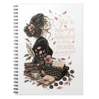 She Is Always Haunted Vintage Writer Dark Academia Notebook
