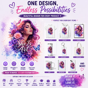 She Is Art – Aesthetic Floral Tote Bag