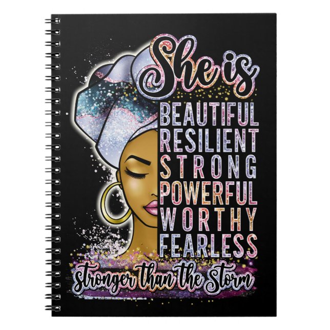 She Is Beautiful Resilient Black Woman Melanin Sis Notebook (Front)