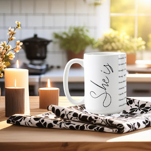 She is beautiful - scripture personalised floral coffee mug