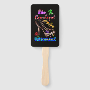 She Is Beautiful Strong Unstoppable Hand Fan