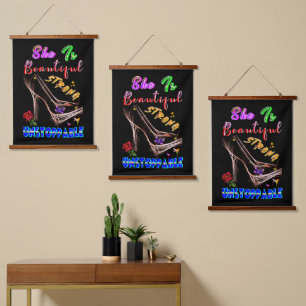 She Is Beautiful Strong Unstoppable Hanging Tapestry