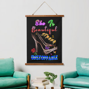 She Is Beautiful Strong Unstoppable Hanging Tapestry