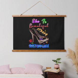 She Is Beautiful Strong Unstoppable Hanging Tapestry