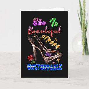 She Is Beautiful Strong Unstoppable Holiday Card
