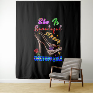 She Is Beautiful Strong Unstoppable Tapestry