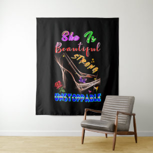 She Is Beautiful Strong Unstoppable Tapestry