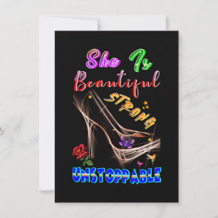 She Is Beautiful Strong Unstoppable Thank You Card